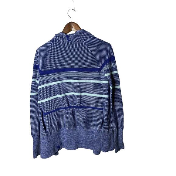 IVIVVA LULULEMON GIRLS SIZE 14 OPEN FRONT CARDIGAN‎ SWEATER - blue white - Picture 2 of 2